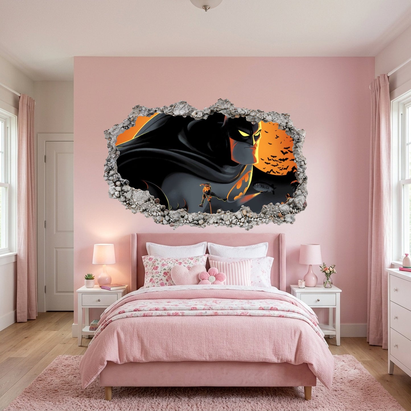 DC Comics Batman Dark Knight Wall Art Sticker 3D Smashed Wall Decal 052