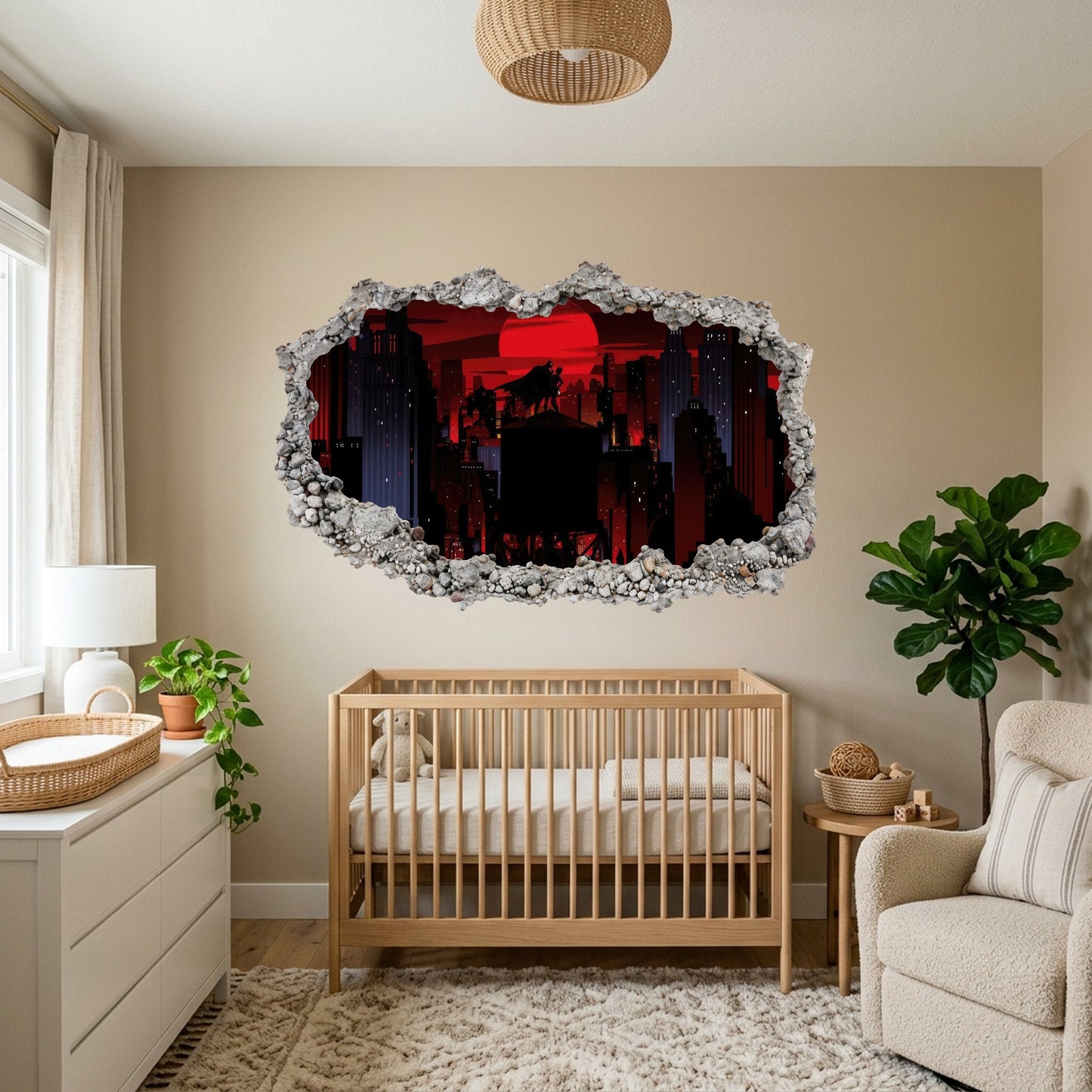DC Superheroes Batman Nursery Wall Art 3D Smashed Wall Decal 059