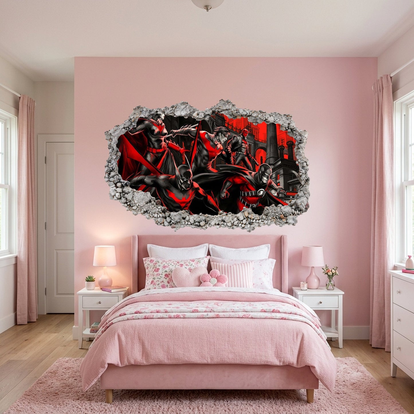 DC Superheroes Batman Smashed Brick Decal 3D Smashed Wall Decal 069