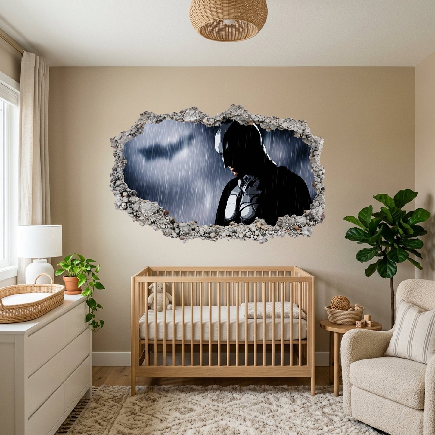 DC Superheroes Batman Vinyl Mural Smashed Brick Decal 070