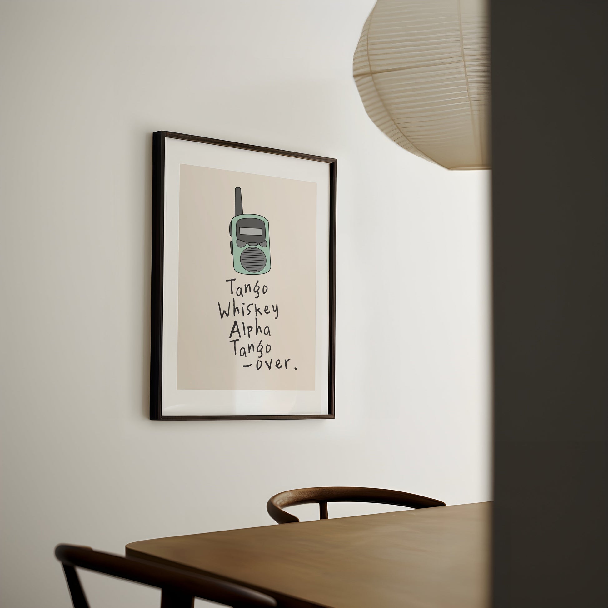 Tango Whiskey Alpha Tango, Over | Walkie Talkie | Seafoam | Art Print - High-Quality Premium Wall Art Decor Sticker