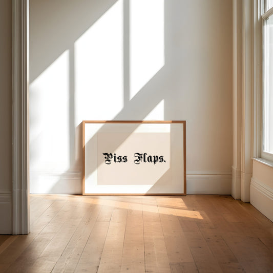 Piss Flaps | Landscape | Black and Cream | Art Print - High-Quality Premium Wall Art Decor Sticker