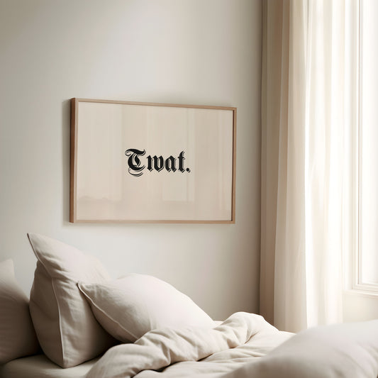 Twat | Landscape | Black and Cream | Art Print - High-Quality Premium Wall Art Decor Sticker