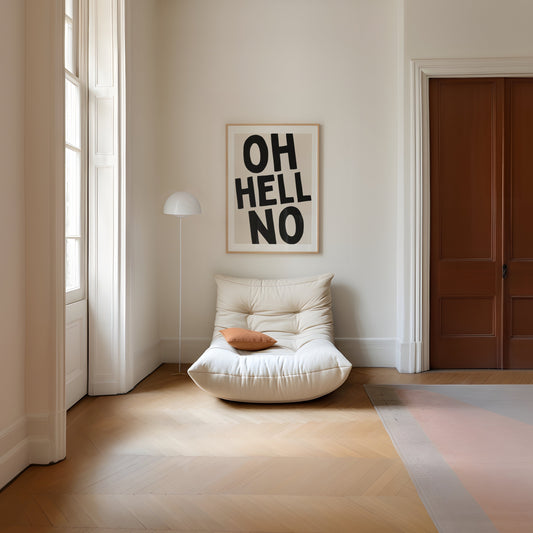 Oh Hell No | Black and Cream | Art Print - High-Quality Premium Wall Art Decor Sticker