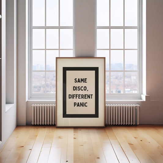 Same Disco, Different Panic | Charcoal and Cream | Art Print - High-Quality Premium Wall Art Decor Sticker