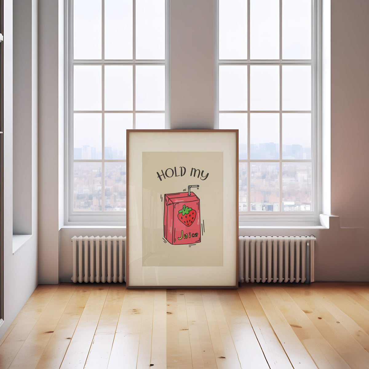 Hold My Juice Box | Black and Cream | Art Print - High-Quality Premium Wall Art Decor Sticker