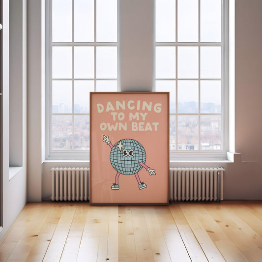 Dancing To My Own Beat | Cream and Peach | Art Print - High-Quality Premium Wall Art Decor Sticker