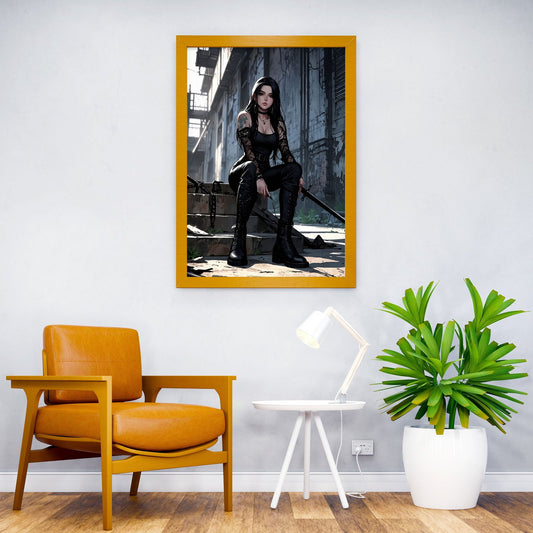 Dark Anime Girl with Sword Asian Style Poster | Wall Art for Home & Office | High-Quality Print - High-Quality Visual Display