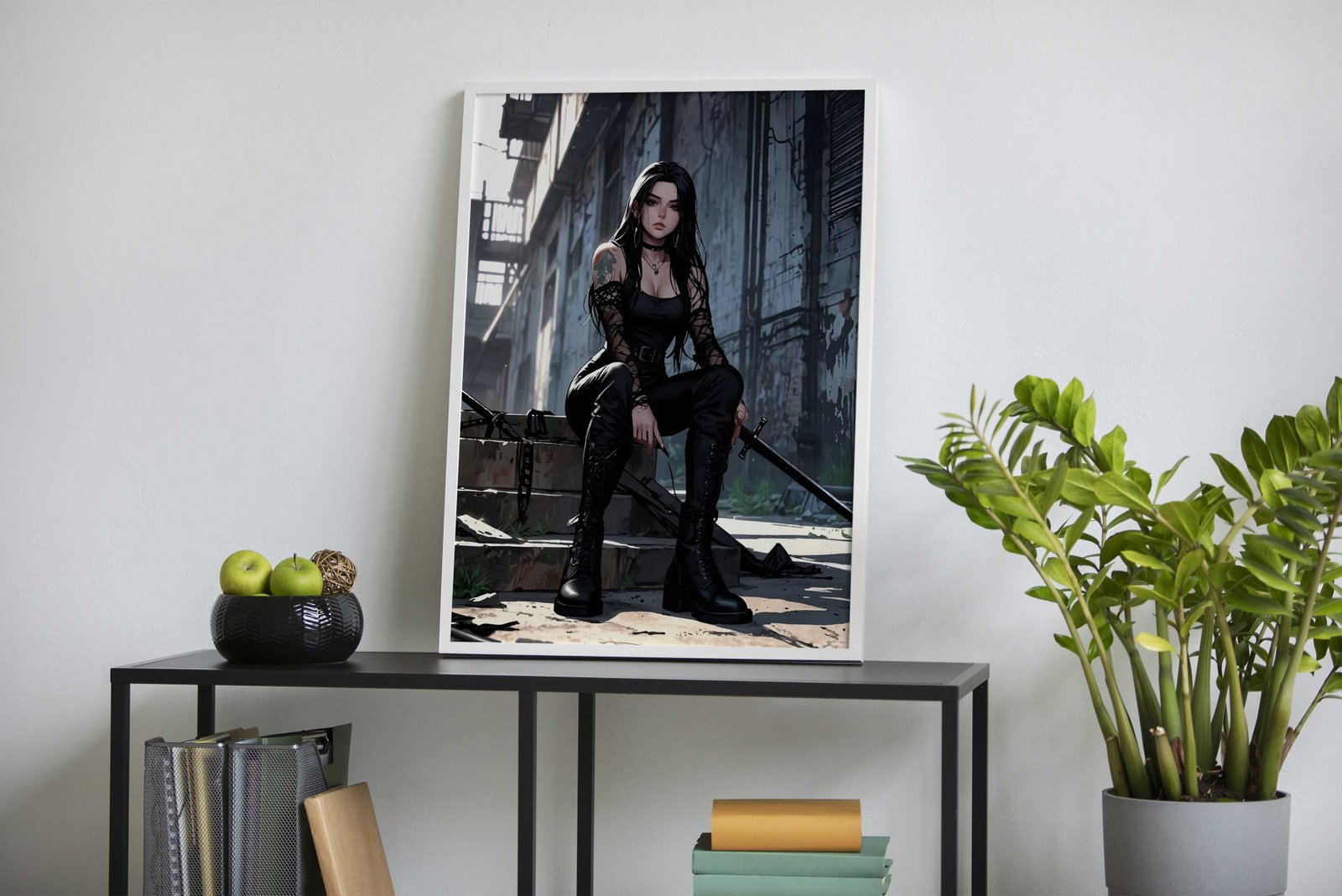 Dark Anime Girl with Sword Asian Style Poster | Wall Art for Home & Office | High-Quality Print - High-Quality Visual Display