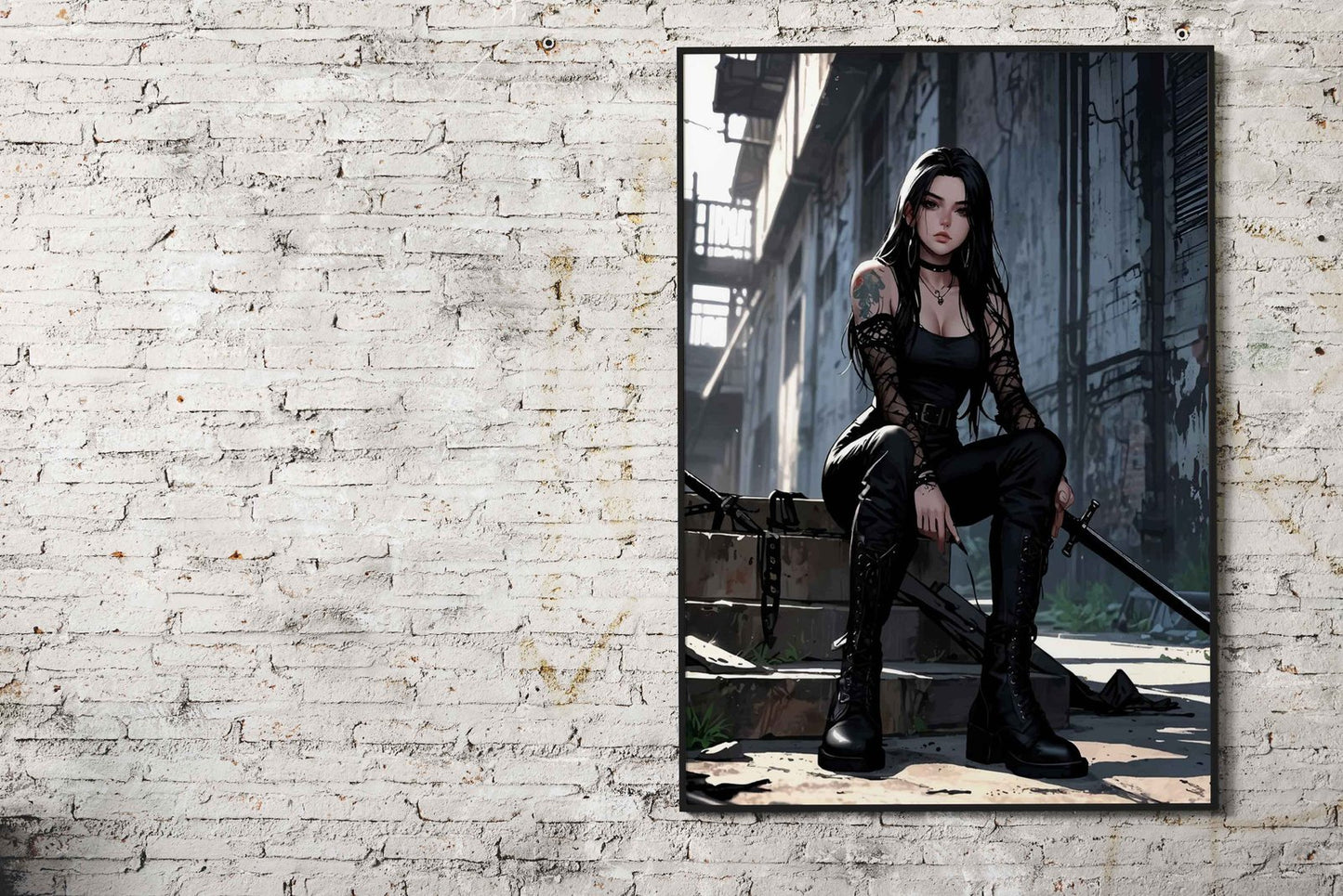 Dark Anime Girl with Sword Asian Style Poster | Wall Art for Home & Office | High-Quality Print - High-Quality Visual Display