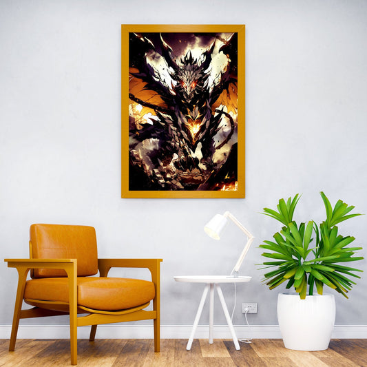 Dark Dragon Illustration Asian Style Poster | Wall Art for Home & Office | High-Quality Print - High-Quality Visual Display