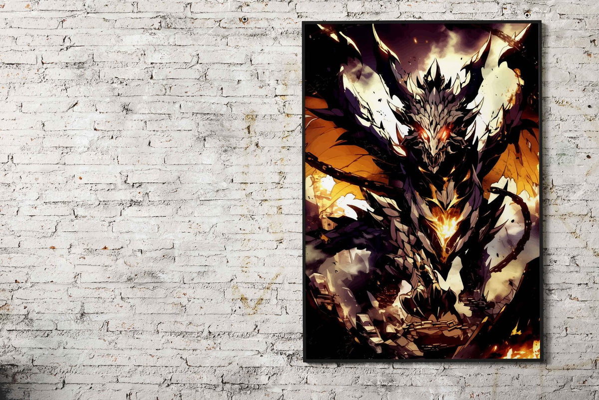 Dark Dragon Illustration Asian Style Poster | Wall Art for Home & Office | High-Quality Print - High-Quality Visual Display