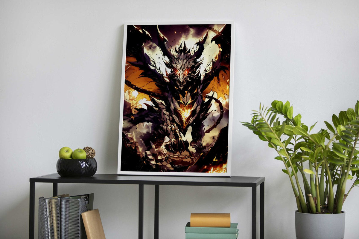 Dark Dragon Illustration Asian Style Poster | Wall Art for Home & Office | High-Quality Print - High-Quality Visual Display