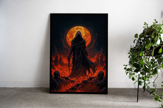 Dark Figure in Hell Asian Style Poster | Wall Art for Home & Office | High-Quality Print - High-Quality Visual Display