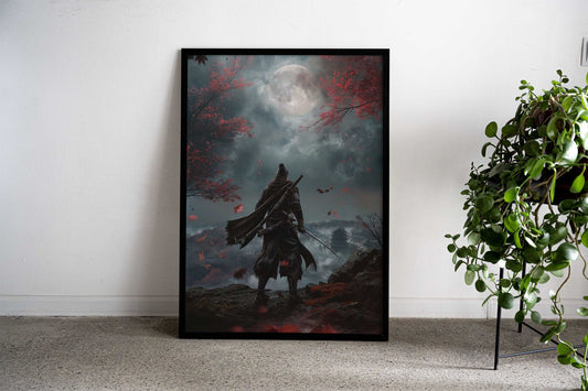 Dark Samurai Moon Night Asian Style Poster | Wall Art for Home & Office | High-Quality Print - High-Quality Visual Display