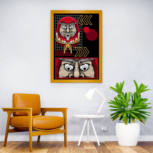 Daruma Doll Illustration Asian Style Poster | Wall Art for Home & Office | High-Quality Print - High-Quality Visual Display