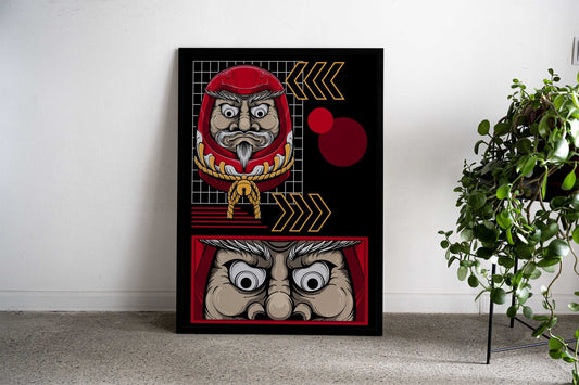 Daruma Doll Illustration Asian Style Poster | Wall Art for Home & Office | High-Quality Print - High-Quality Visual Display
