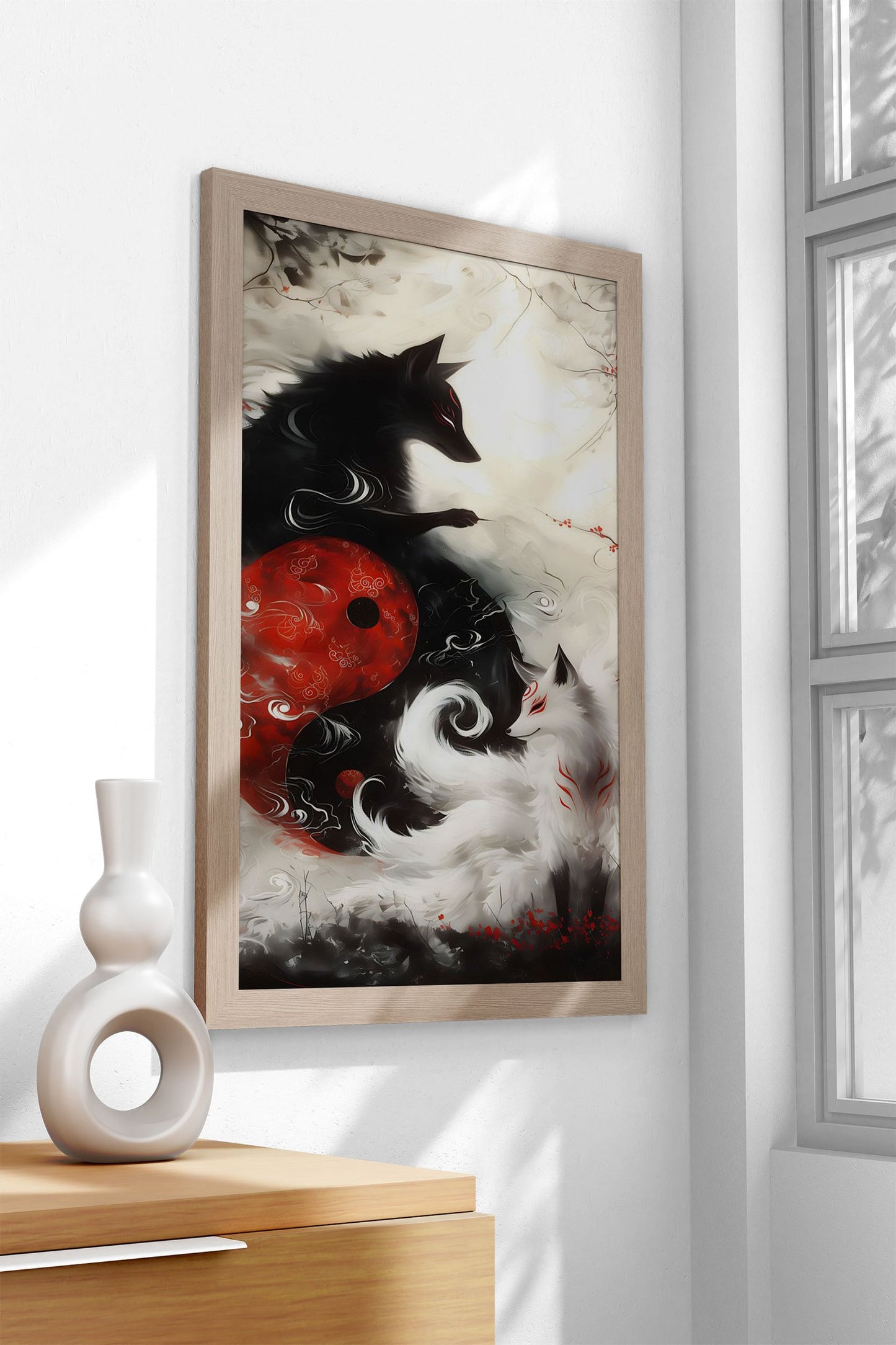 Death and Life Fox Fantasy Asian Style Poster | Wall Art for Home & Office | High-Quality Print