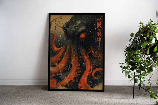 Deep Sea Octopus Asian Style Poster | Wall Art for Home & Office | High-Quality Print - High-Quality Visual Display