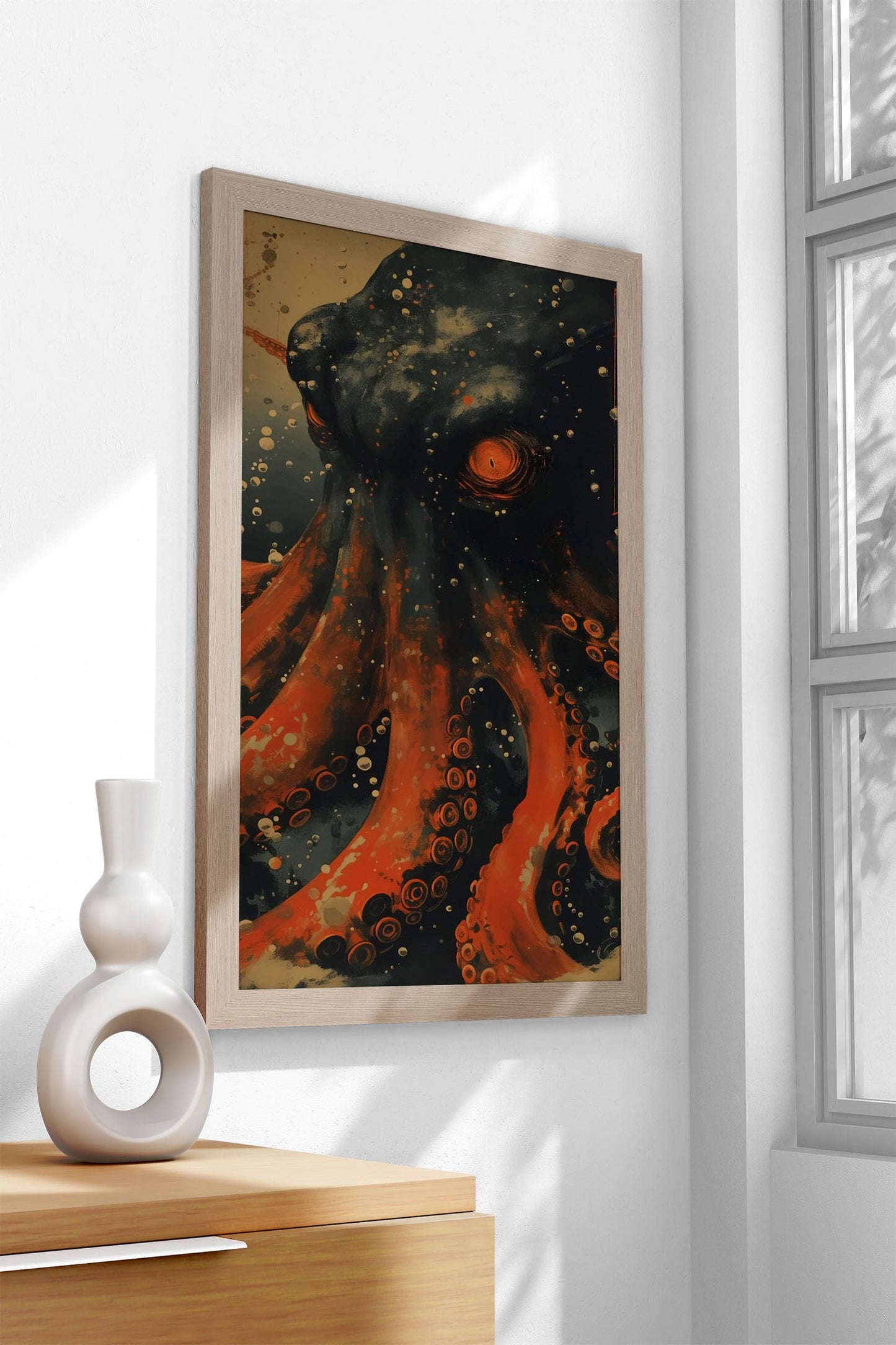 Deep Sea Octopus Asian Style Poster | Wall Art for Home & Office | High-Quality Print