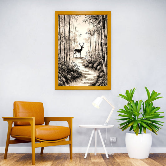 Deer in the Forest Art Asian Style Poster | Wall Art for Home & Office | High-Quality Print - High-Quality Visual Display