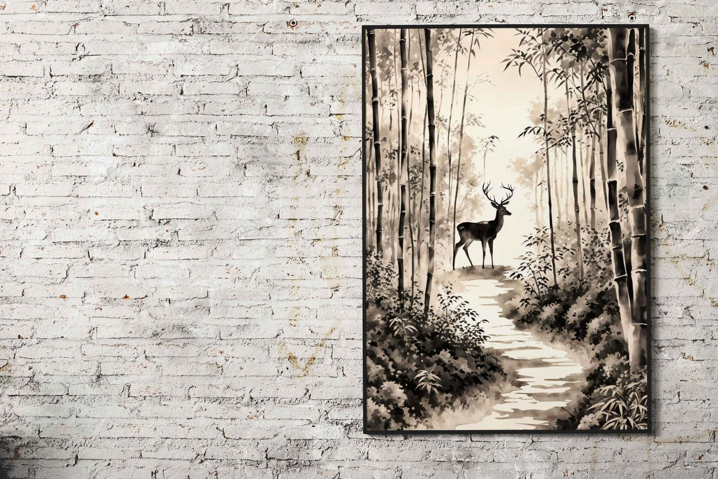 Deer in the Forest Art Asian Style Poster | Wall Art for Home & Office | High-Quality Print