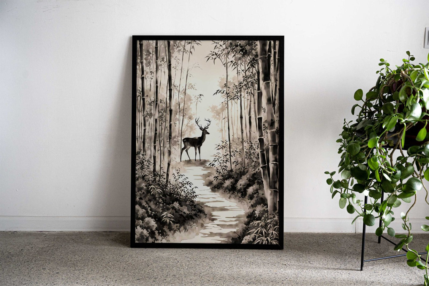 Deer in the Forest Art Asian Style Poster | Wall Art for Home & Office | High-Quality Print