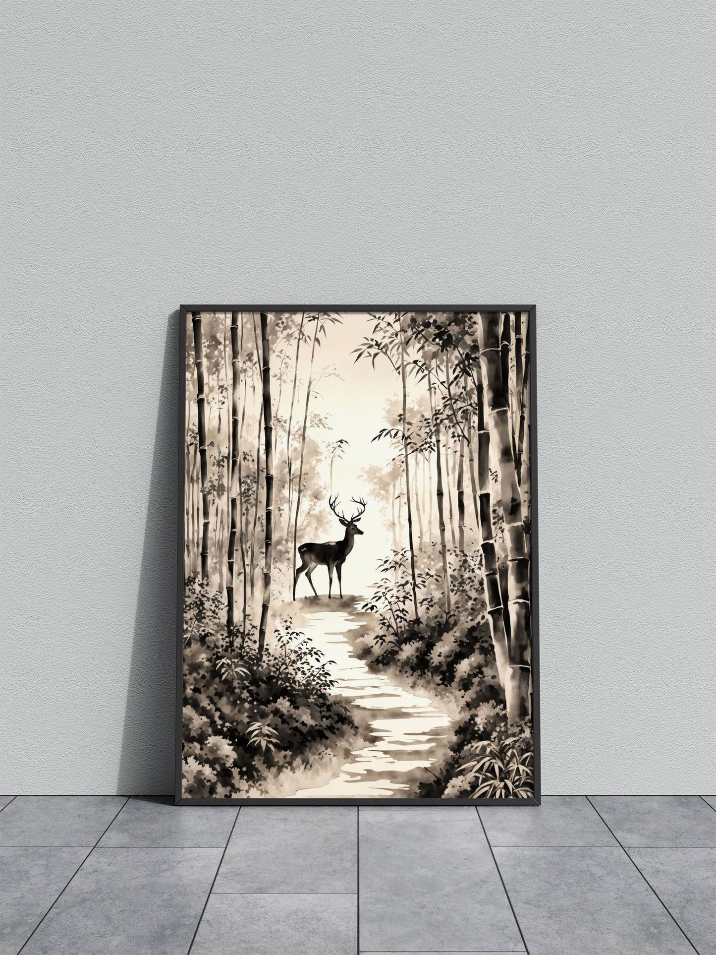 Deer in the Forest Art Asian Style Poster | Wall Art for Home & Office | High-Quality Print