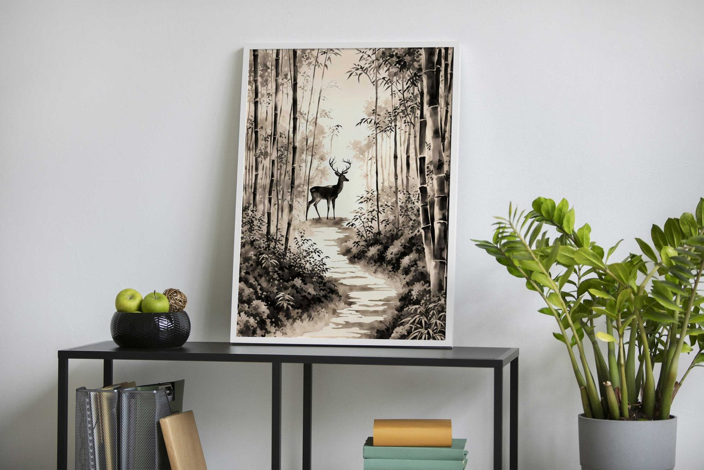 Deer in the Forest Art Asian Style Poster | Wall Art for Home & Office | High-Quality Print