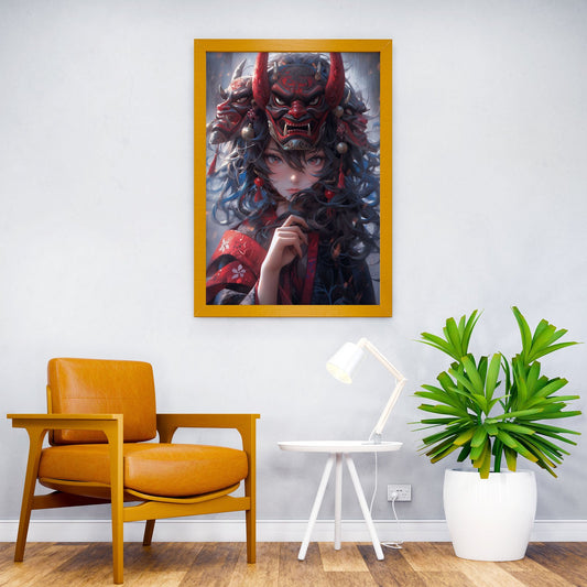 Demon Mask Girl Asian Style Poster | Wall Art for Home & Office | High-Quality Print - High-Quality Visual Display