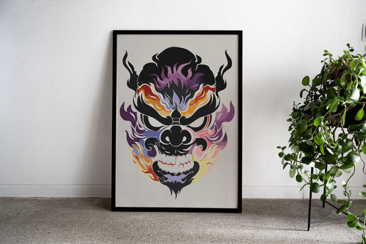 Demon Retro Japanese Asian Style Poster | Wall Art for Home & Office | High-Quality Print - High-Quality Visual Display