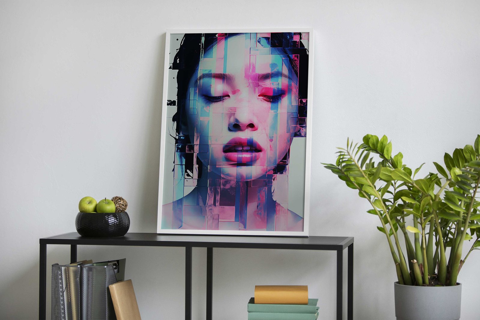 Digital Glitch Woman Portrait Asian Style Poster | Wall Art for Home & Office | High-Quality Print - High-Quality Visual Display