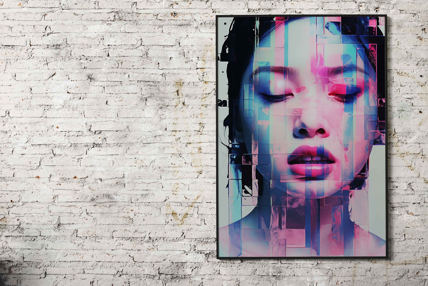Digital Glitch Woman Portrait Asian Style Poster | Wall Art for Home & Office | High-Quality Print - High-Quality Visual Display