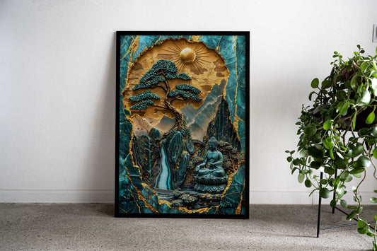 Divine Reflection Kintsugi Asian Style Poster | Wall Art for Home & Office | High-Quality Print - High-Quality Visual Display