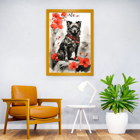 Dog Ink Japanese Style Asian Style Poster | Wall Art for Home & Office | High-Quality Print - High-Quality Visual Display