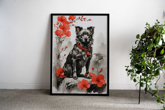 Dog Ink Japanese Style Asian Style Poster | Wall Art for Home & Office | High-Quality Print - High-Quality Visual Display