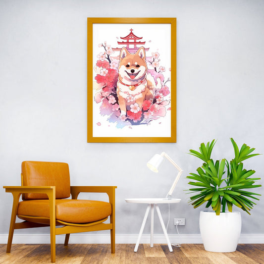 Dog Japan Shiba Blossom Asian Style Poster | Wall Art for Home & Office | High-Quality Print - High-Quality Visual Display