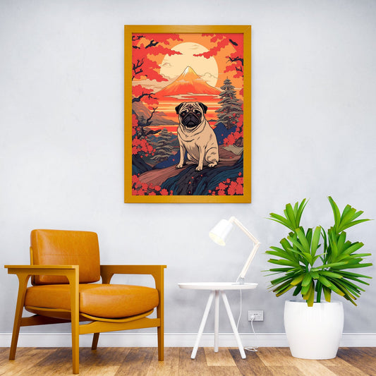 Dog Japanese Landscape Asian Style Poster | Wall Art for Home & Office | High-Quality Print - High-Quality Visual Display