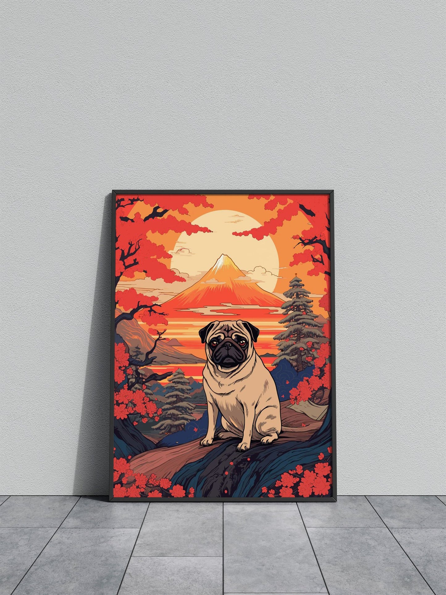 Dog Japanese Landscape Asian Style Poster | Wall Art for Home & Office | High-Quality Print - High-Quality Visual Display