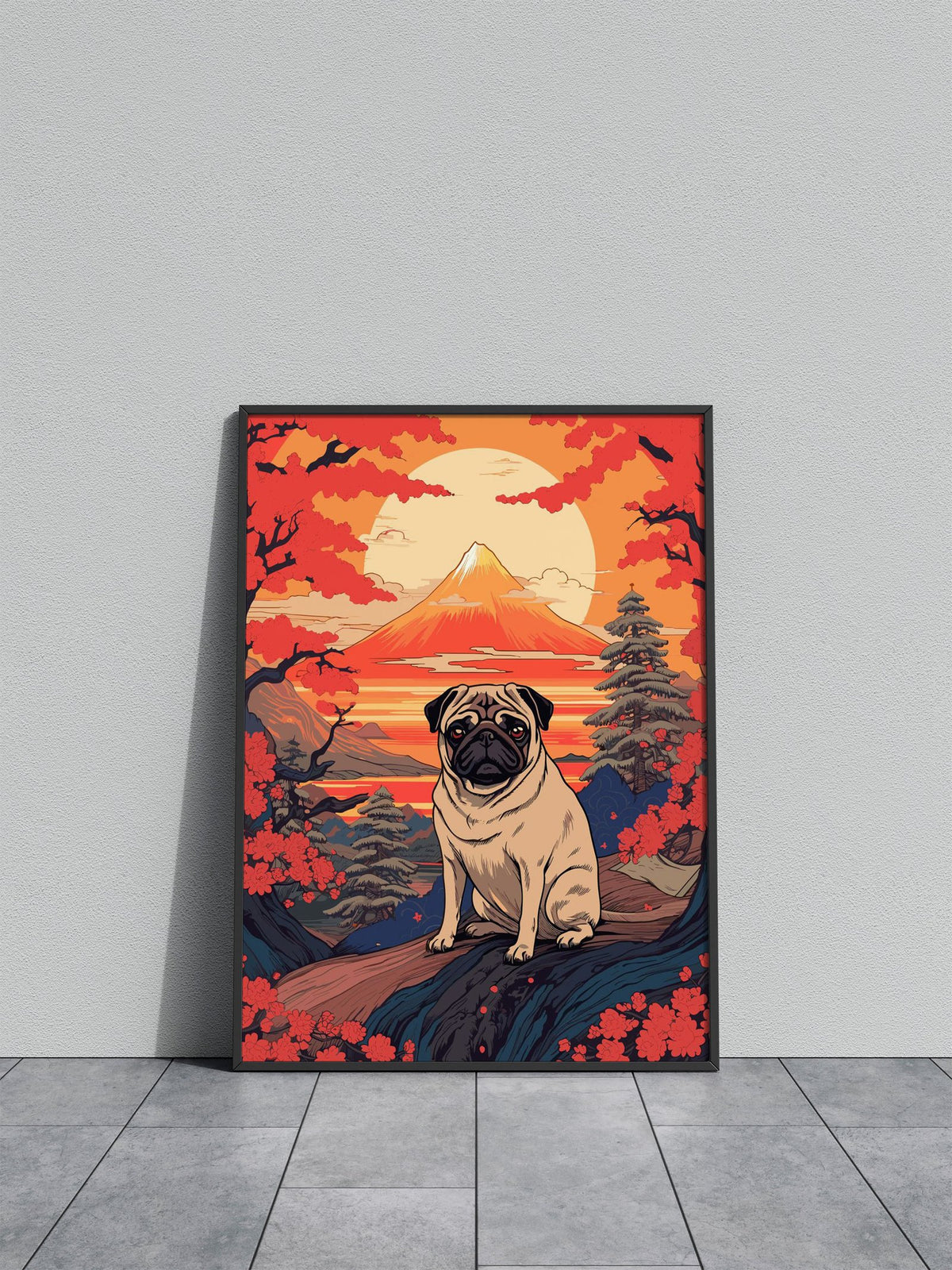 Dog Japanese Landscape Asian Style Poster | Wall Art for Home & Office | High-Quality Print - High-Quality Visual Display