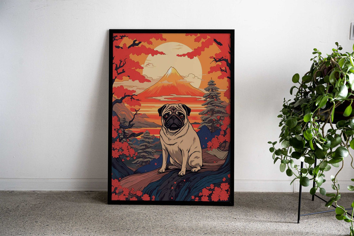 Dog Japanese Landscape Asian Style Poster | Wall Art for Home & Office | High-Quality Print - High-Quality Visual Display