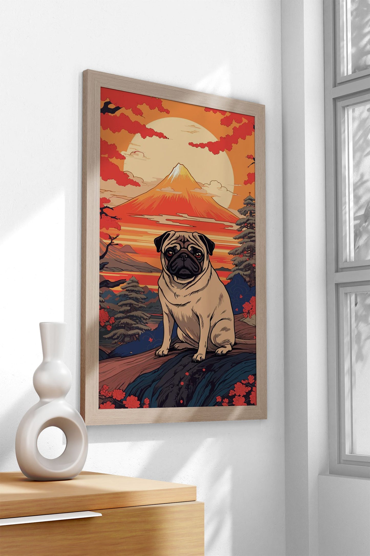 Dog Japanese Landscape Asian Style Poster | Wall Art for Home & Office | High-Quality Print - High-Quality Visual Display