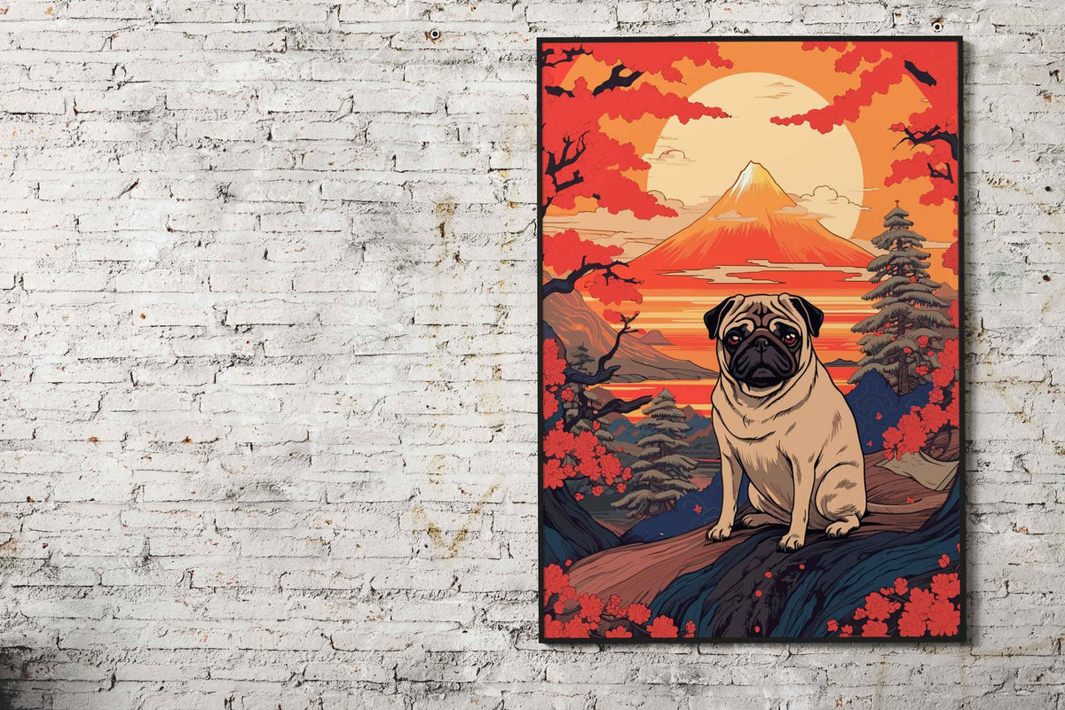 Dog Japanese Landscape Asian Style Poster | Wall Art for Home & Office | High-Quality Print - High-Quality Visual Display