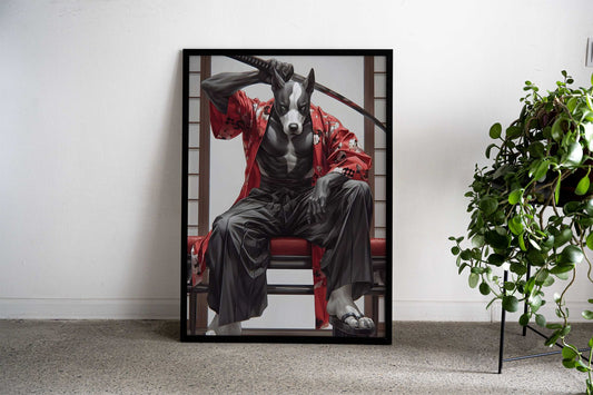 Dog Samurai katana Asian Style Poster | Wall Art for Home & Office | High-Quality Print - High-Quality Visual Display
