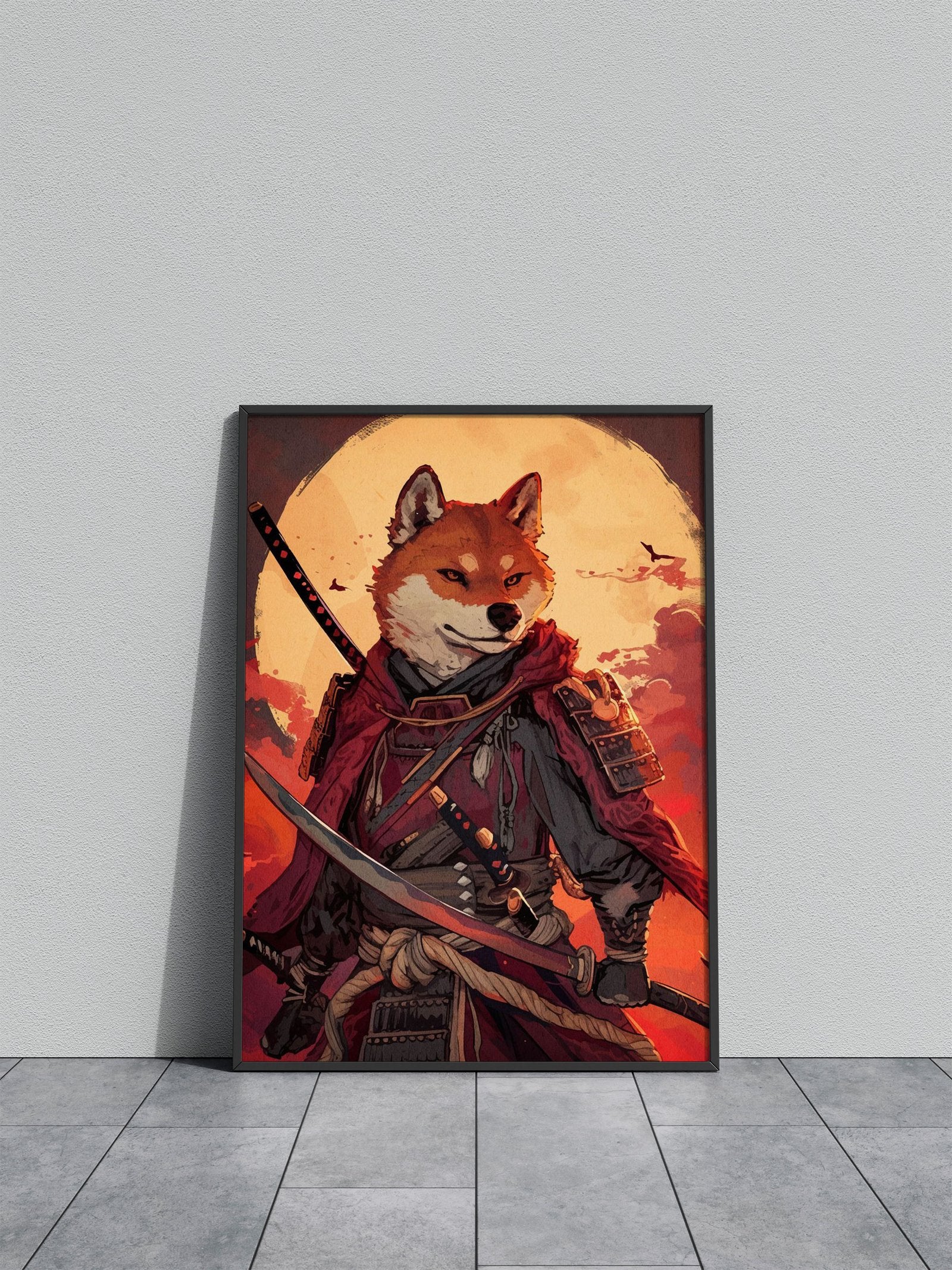 Dog Samurai Asian Style Poster | Wall Art for Home & Office | High-Quality Print - High-Quality Visual Display