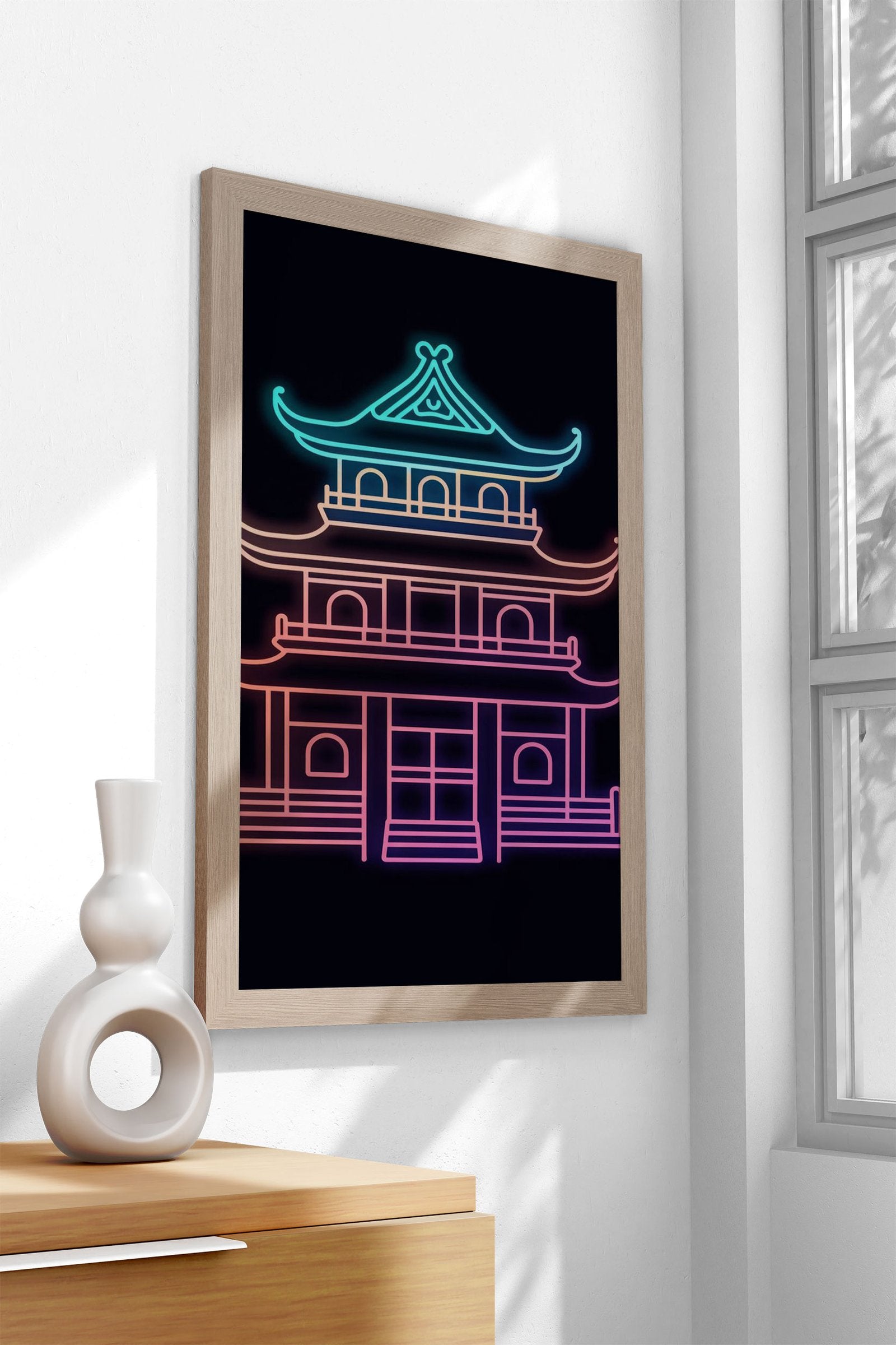 Dojo Light Neon Japan Asian Style Poster | Wall Art for Home & Office | High-Quality Print - High-Quality Visual Display