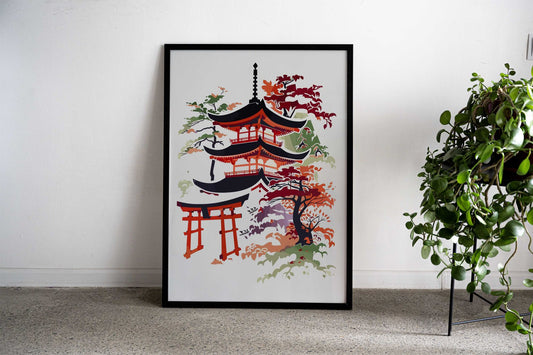 Dojo Torii Retro Japanese Asian Style Poster | Wall Art for Home & Office | High-Quality Print - High-Quality Visual Display