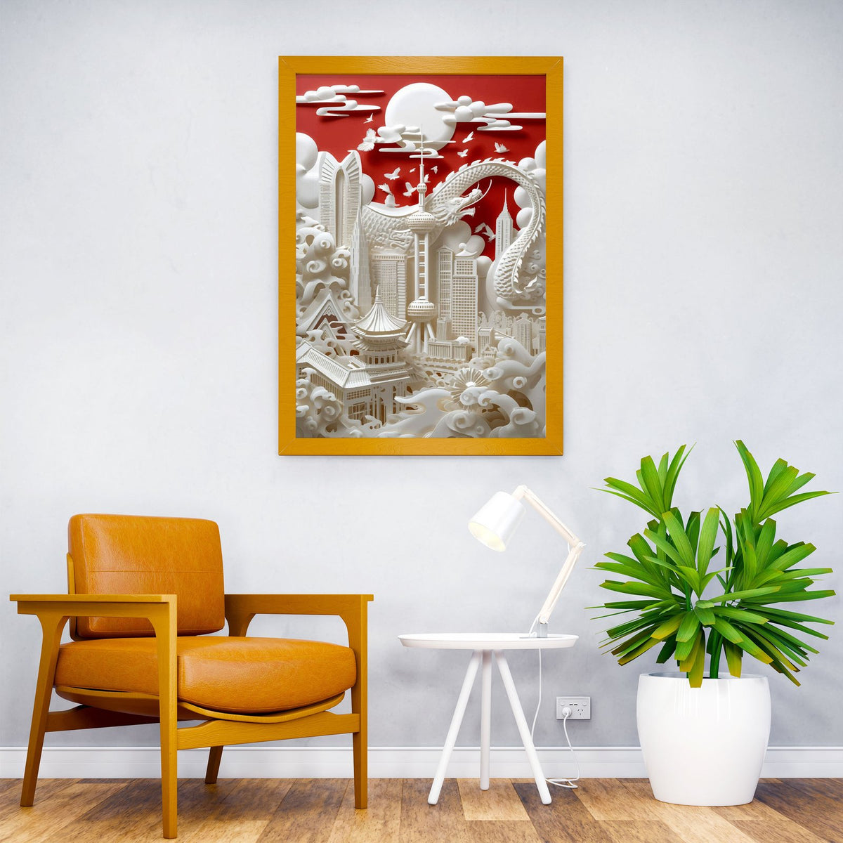 Dragon Cityscape Harmony Asian Style Poster | Wall Art for Home & Office | High-Quality Print - High-Quality Visual Display