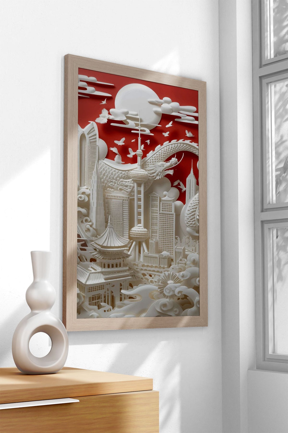 Dragon Cityscape Harmony Asian Style Poster | Wall Art for Home & Office | High-Quality Print - High-Quality Visual Display