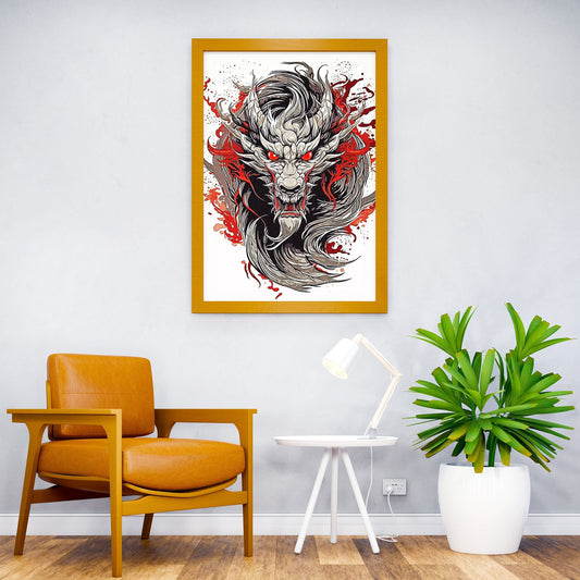Dragon Drawing Asian Style Poster | Wall Art for Home & Office | High-Quality Print - High-Quality Visual Display